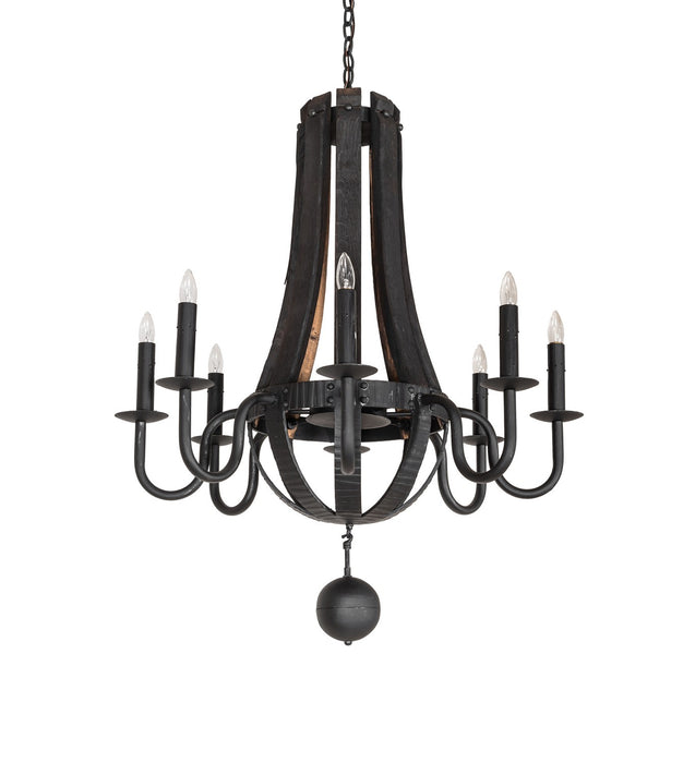 Meyda Tiffany 270067 Eight Light Chandelier, Costello Black/Charred Wood