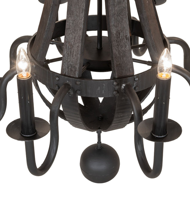Meyda Tiffany 270067 Eight Light Chandelier, Costello Black/Charred Wood