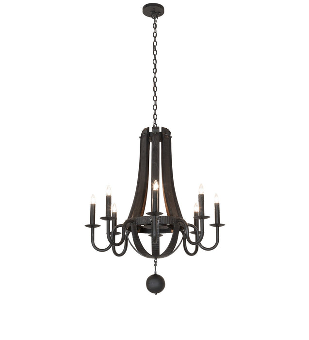 Meyda Tiffany 270067 Eight Light Chandelier, Costello Black/Charred Wood