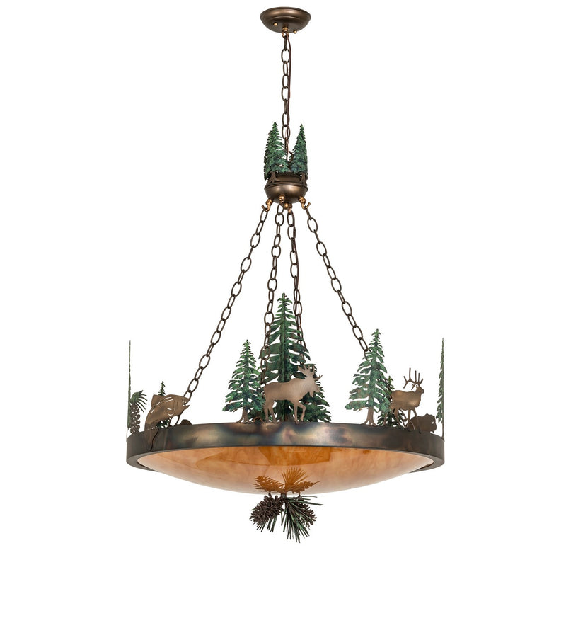 Meyda Tiffany 270969 Four Light Pendant, Dark Burnished Antique Copper