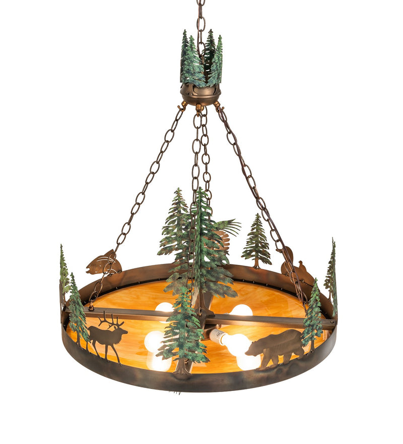 Meyda Tiffany 270969 Four Light Pendant, Dark Burnished Antique Copper