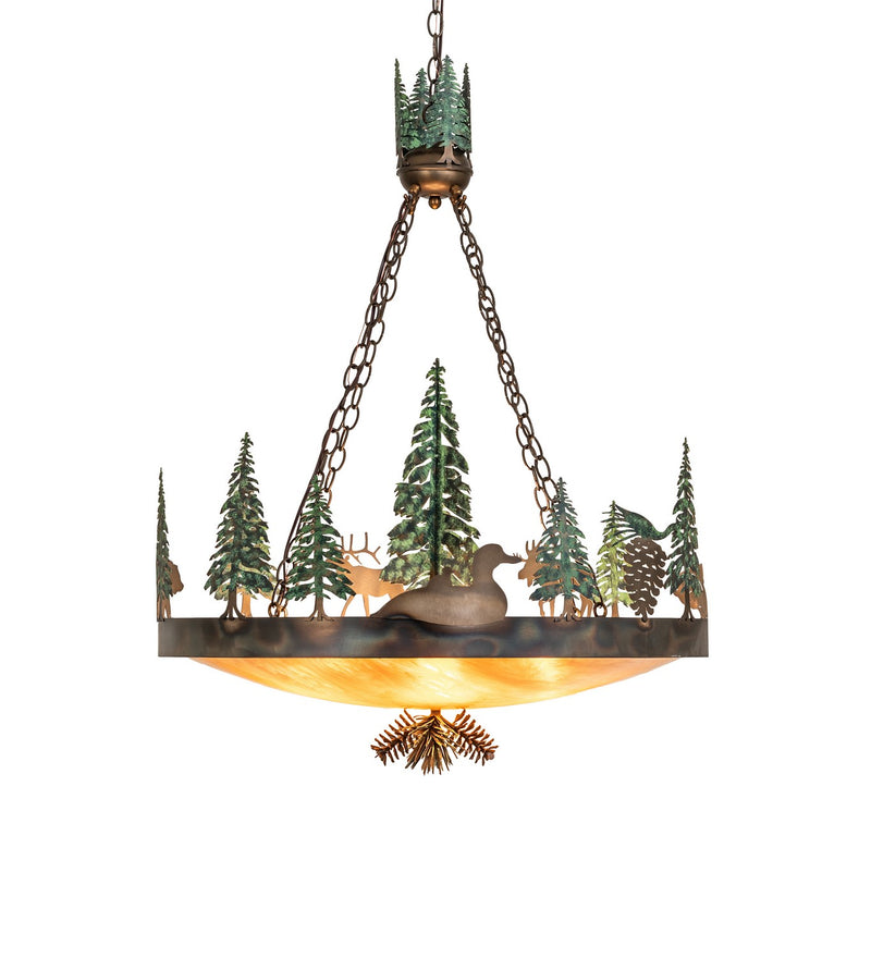 Meyda Tiffany 270969 Four Light Pendant, Dark Burnished Antique Copper