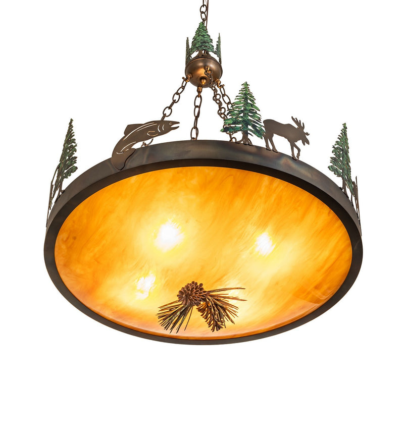 Meyda Tiffany 270969 Four Light Pendant, Dark Burnished Antique Copper