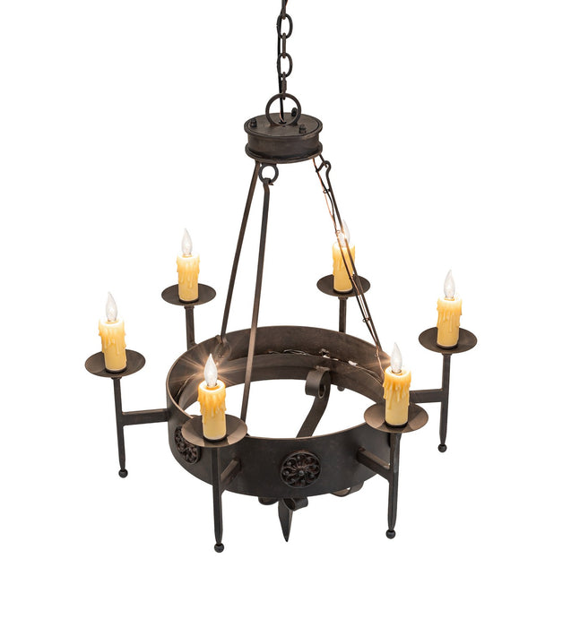 Meyda Tiffany 274947 Six Light Chandelier, Chestnut