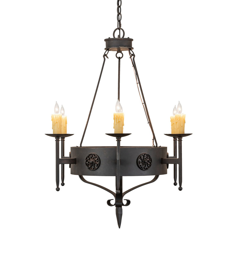 Meyda Tiffany 274947 Six Light Chandelier, Chestnut