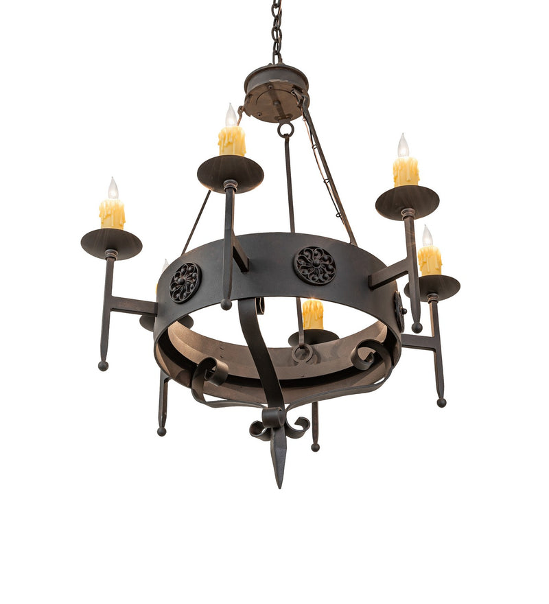 Meyda Tiffany 274947 Six Light Chandelier, Chestnut