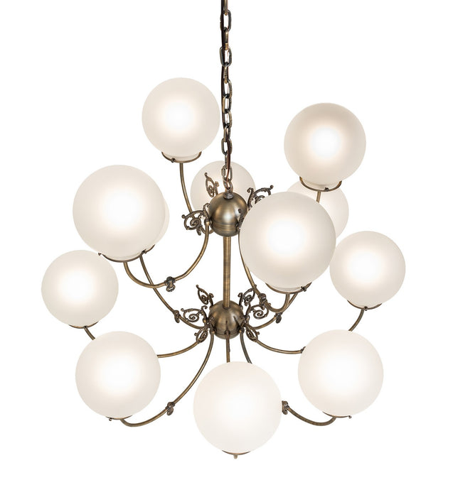 Meyda Tiffany 276940 12 Light Chandelier, Antique Brass