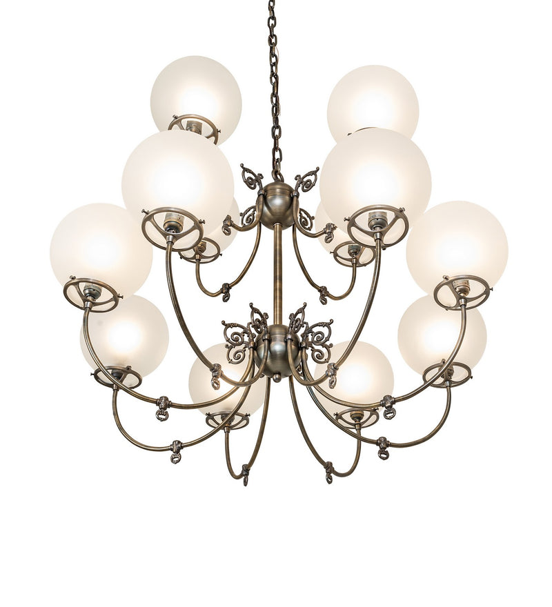 Meyda Tiffany 276940 12 Light Chandelier, Antique Brass