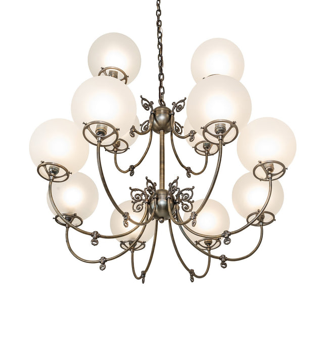 Meyda Tiffany 276940 12 Light Chandelier, Antique Brass