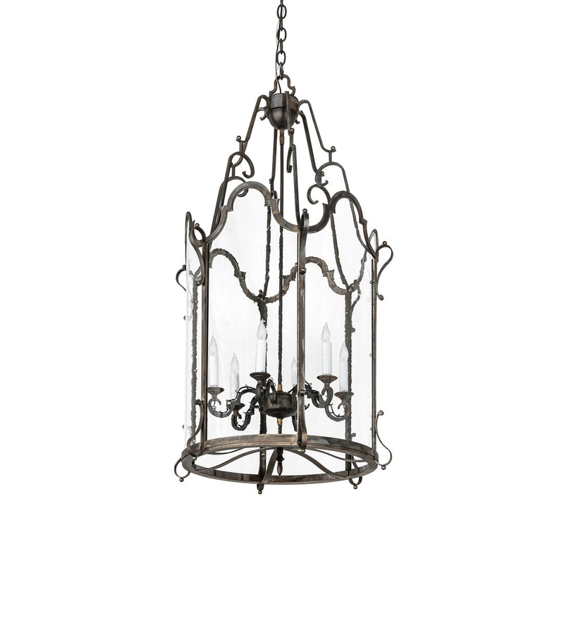 Meyda Tiffany 278772 Six Light Foyer Lantern, Blackened Steel