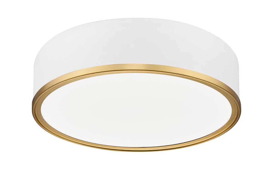 Z-Lite 1018F16-MW-MGLD-LED LED Flush Mount, Matte White + Modern Gold