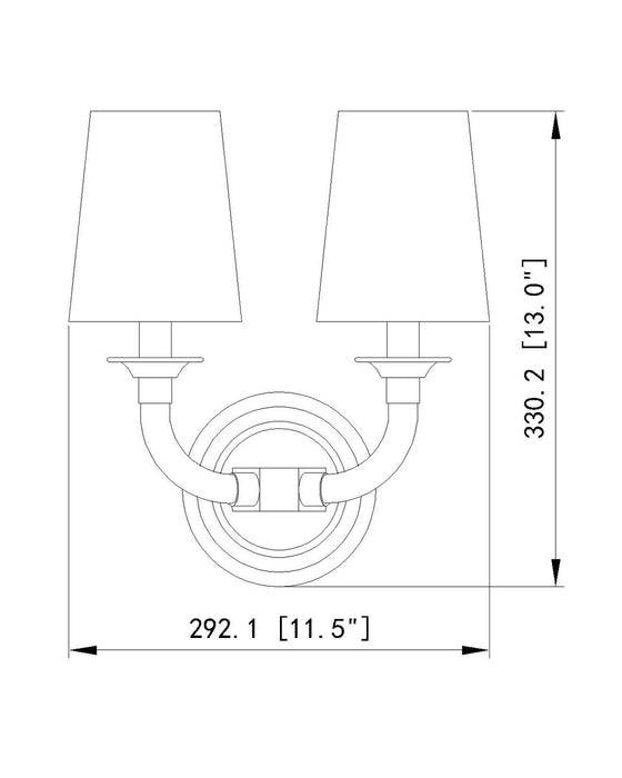Z-Lite 1950-2S-RB Two Light Wall Sconce, Rubbed Brass