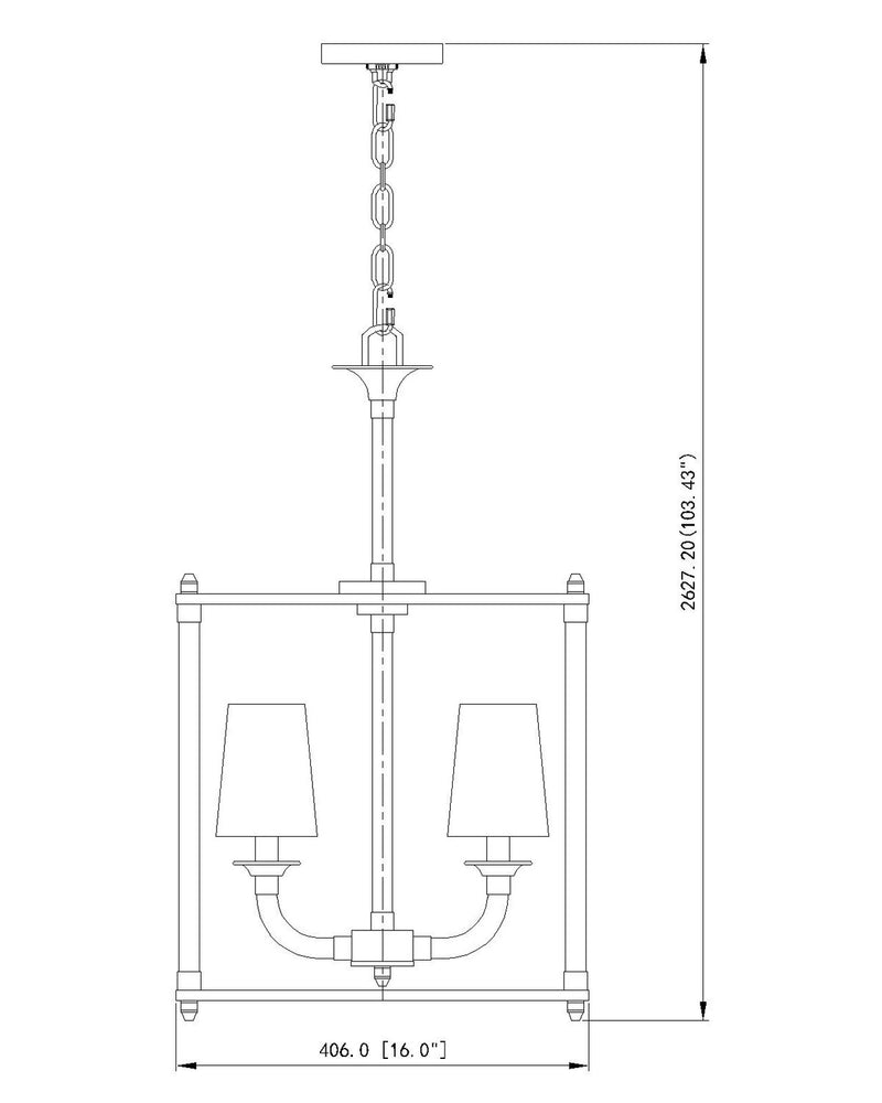 Z-Lite 1950-4C-RB Four Light Chandelier, Rubbed Brass
