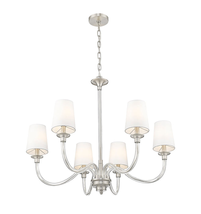 Z-Lite 1950-6BN Six Light Chandelier, Brushed Nickel