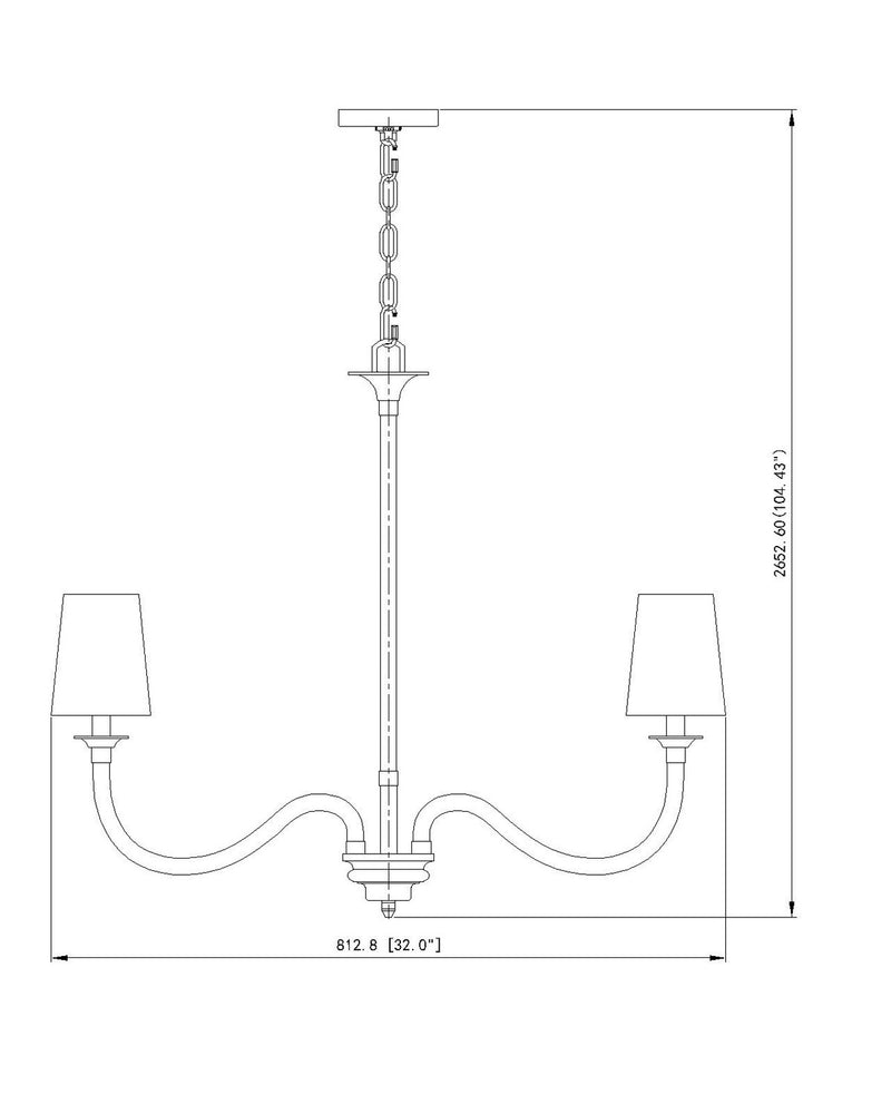 Z-Lite 1950-6BN Six Light Chandelier, Brushed Nickel