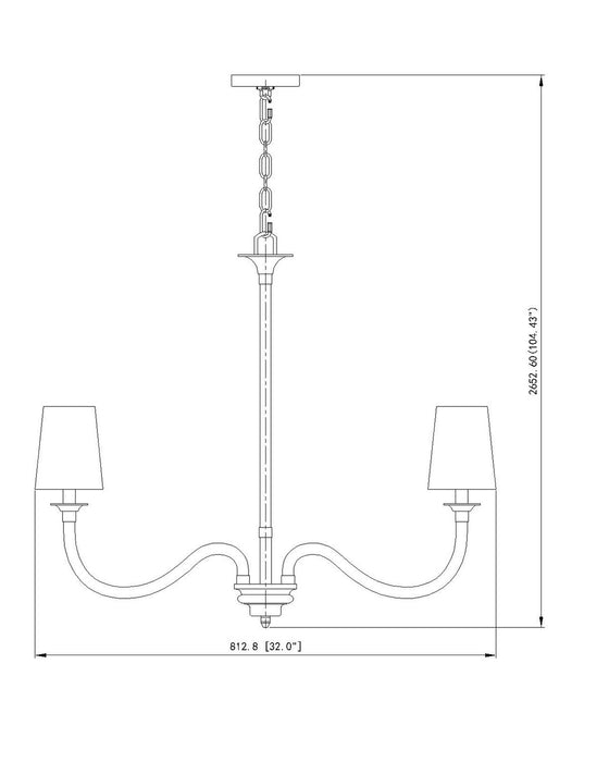Z-Lite 1950-6BN Six Light Chandelier, Brushed Nickel