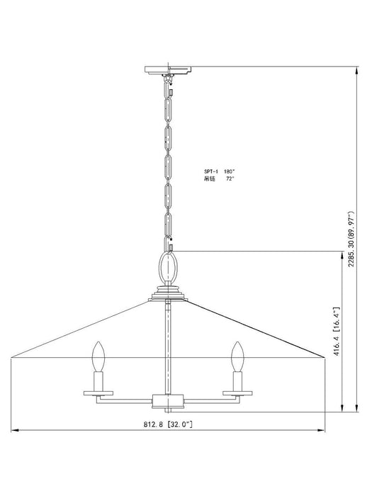 Z-Lite 1953-32SPT Six Light Pendant, Signature Pewter