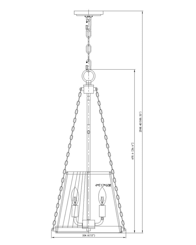 Z-Lite 1954P12-BN Four Light Pendant, Brushed Nickel