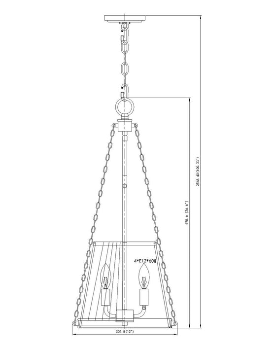 Z-Lite 1954P12-BN Four Light Pendant, Brushed Nickel