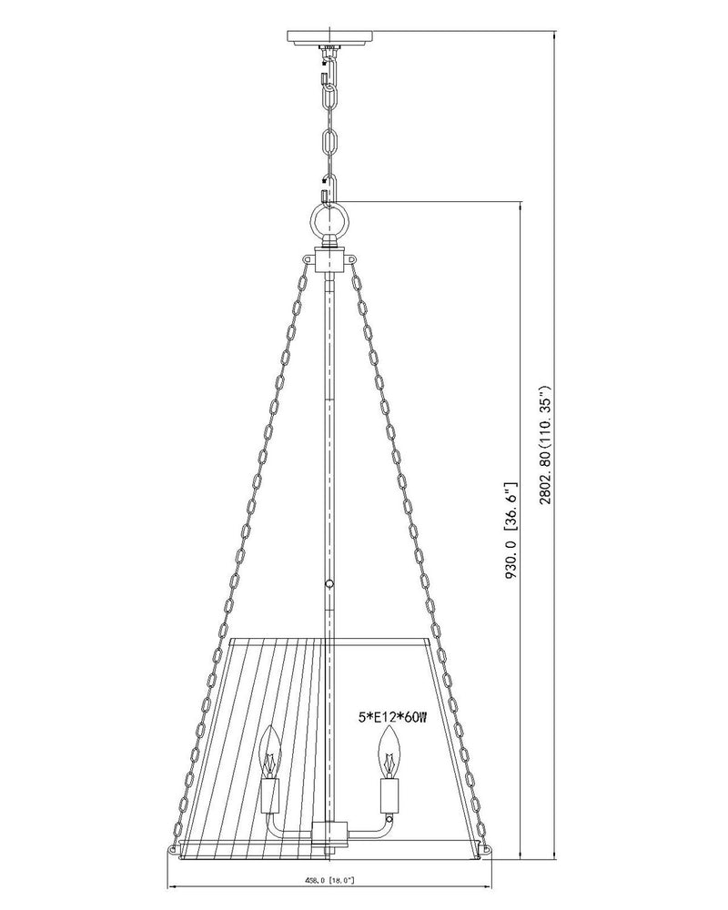 Z-Lite 1954P18-MGLD Five Light Pendant, Modern Gold
