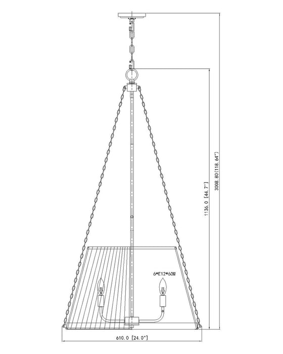 Z-Lite 1954P24-MGLD Six Light Pendant, Modern Gold