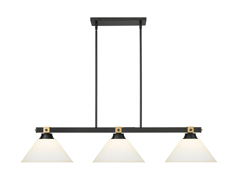 Z-Lite 1955-3MB-RB-AMO14 Three Light Billiard, Matte Black + Rubbed Brass