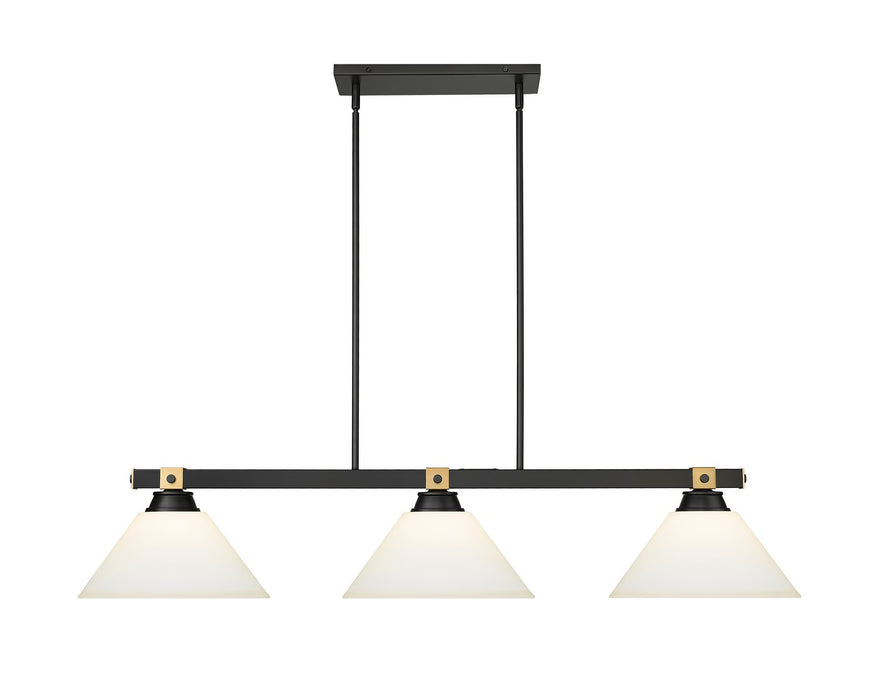 Z-Lite 1955-3MB-RB-AMO14 Three Light Billiard, Matte Black + Rubbed Brass