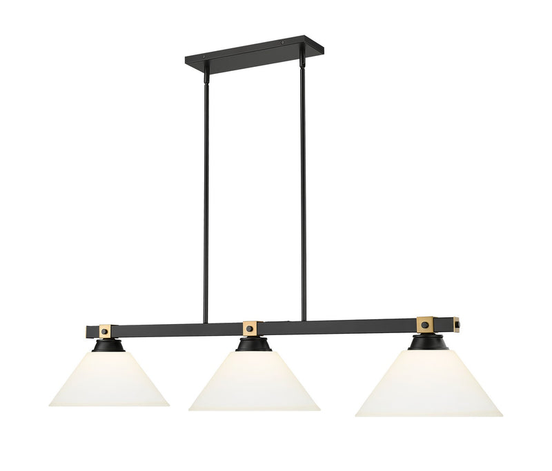 Z-Lite 1955-3MB-RB-AMO14 Three Light Billiard, Matte Black + Rubbed Brass