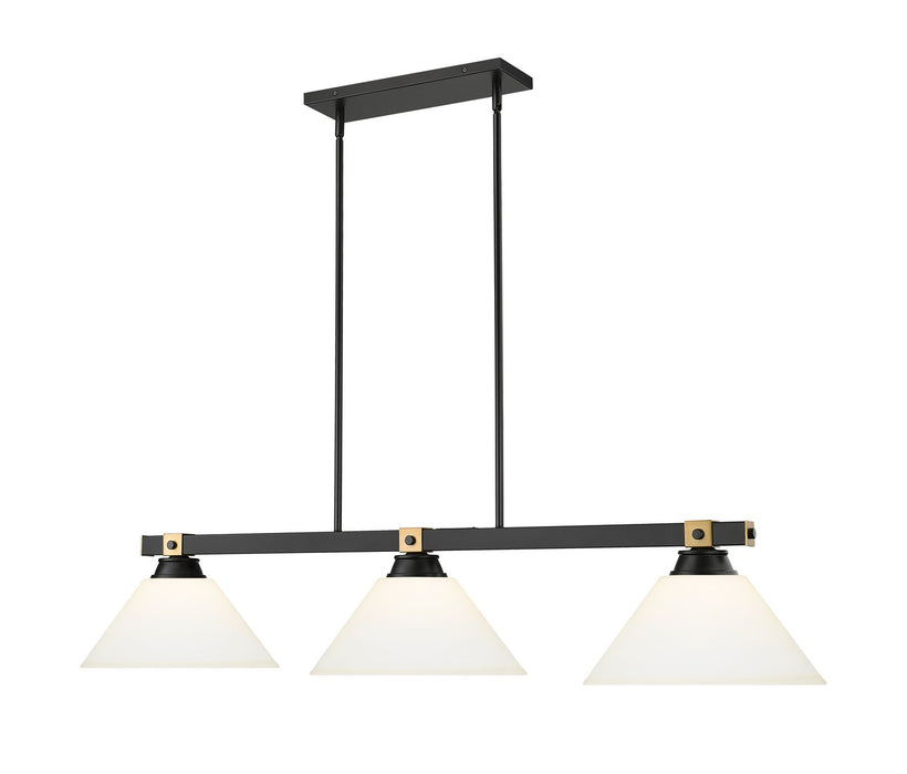 Z-Lite 1955-3MB-RB-AMO14 Three Light Billiard, Matte Black + Rubbed Brass