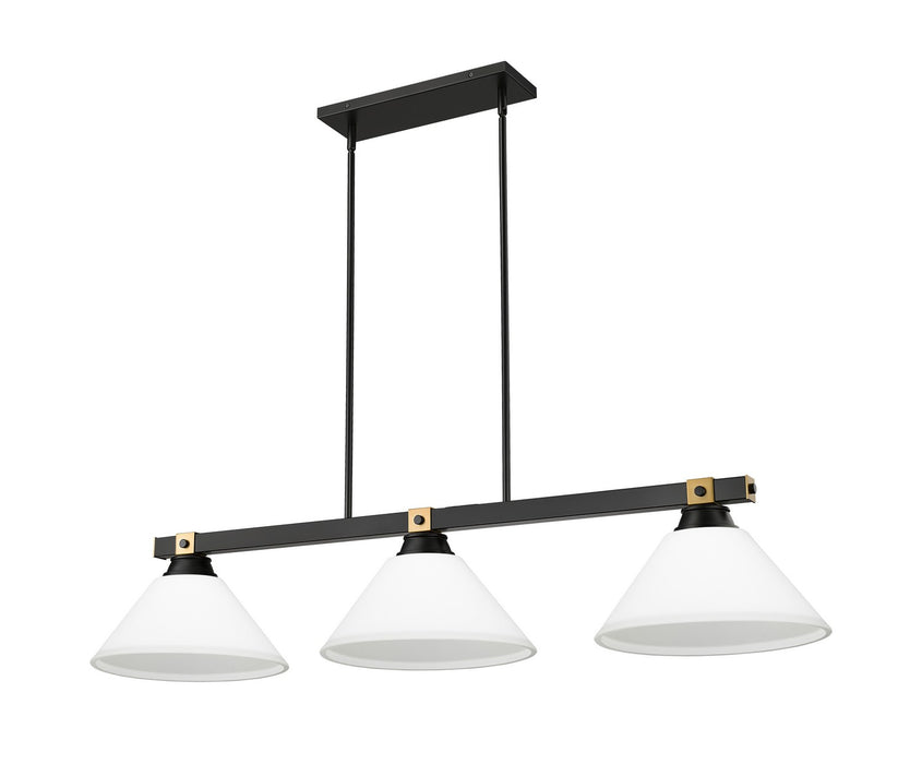 Z-Lite 1955-3MB-RB-AMO14 Three Light Billiard, Matte Black + Rubbed Brass