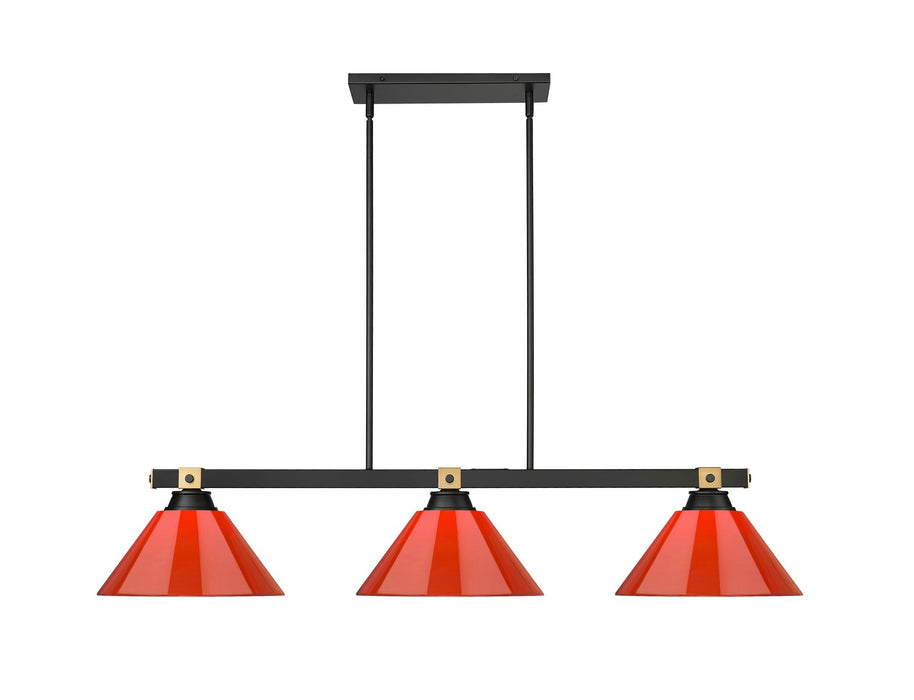 Z-Lite 1955-3MB-RB-ARBG Three Light Billiard, Matte Black + Rubbed Brass