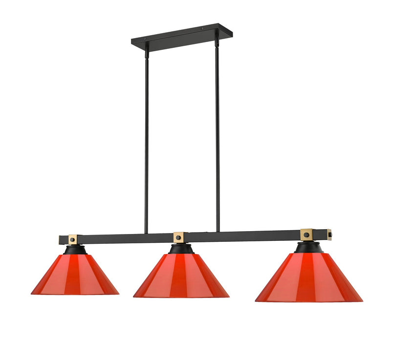 Z-Lite 1955-3MB-RB-ARBG Three Light Billiard, Matte Black + Rubbed Brass