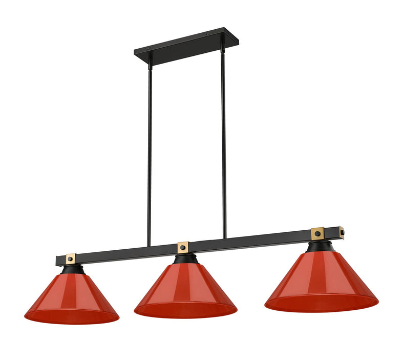 Z-Lite 1955-3MB-RB-ARBG Three Light Billiard, Matte Black + Rubbed Brass