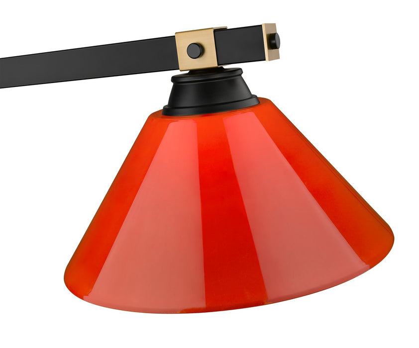 Z-Lite 1955-3MB-RB-ARBG Three Light Billiard, Matte Black + Rubbed Brass