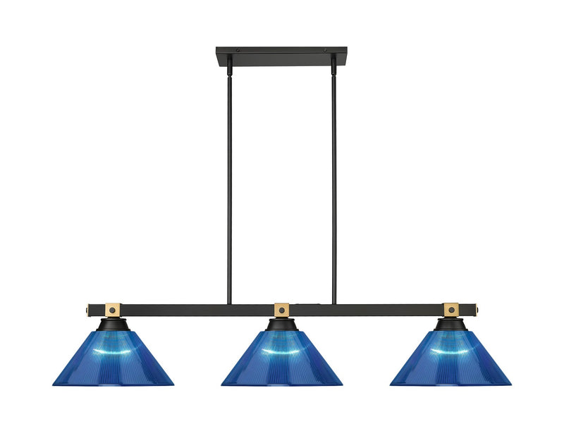 Z-Lite 1955-3MB-RB-ARDB Three Light Billiard, Matte Black + Rubbed Brass