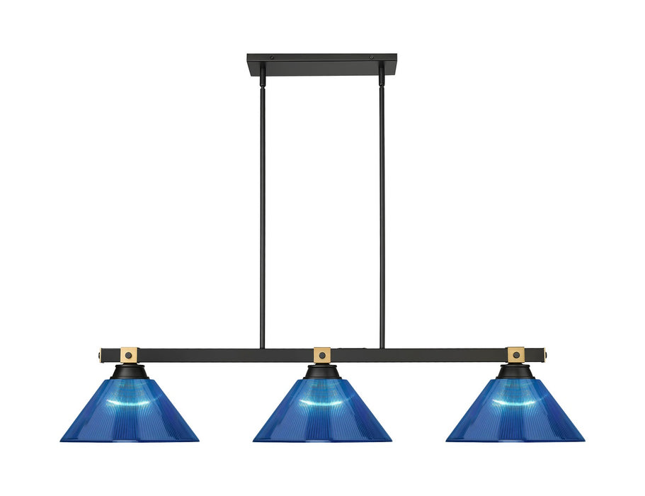 Z-Lite 1955-3MB-RB-ARDB Three Light Billiard, Matte Black + Rubbed Brass