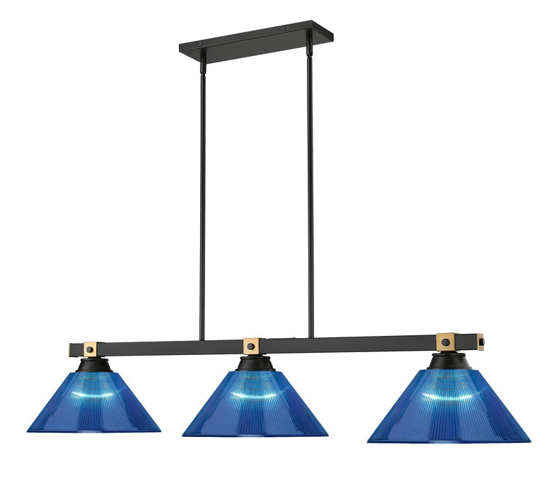 Z-Lite 1955-3MB-RB-ARDB Three Light Billiard, Matte Black + Rubbed Brass
