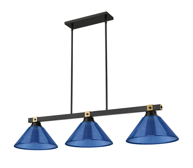 Z-Lite 1955-3MB-RB-ARDB Three Light Billiard, Matte Black + Rubbed Brass