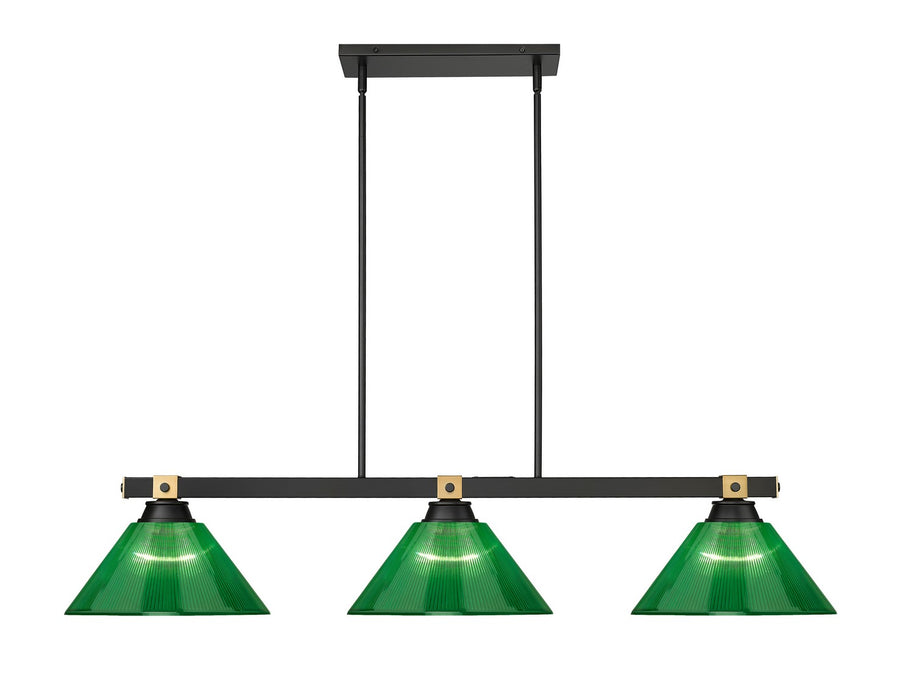 Z-Lite 1955-3MB-RB-ARG Three Light Billiard, Matte Black + Rubbed Brass