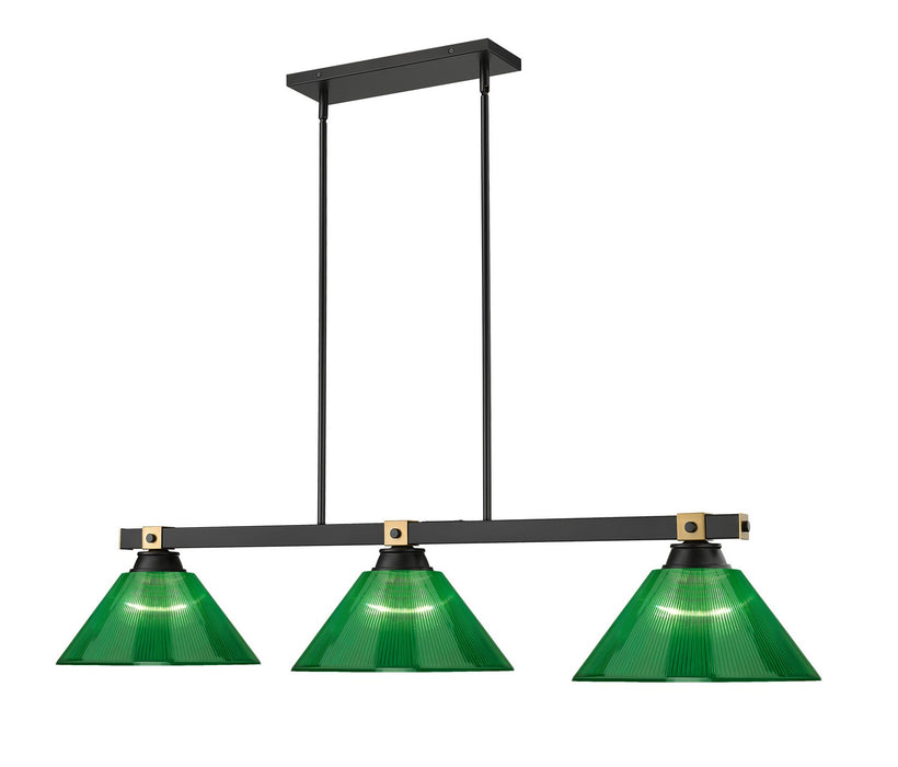 Z-Lite 1955-3MB-RB-ARG Three Light Billiard, Matte Black + Rubbed Brass