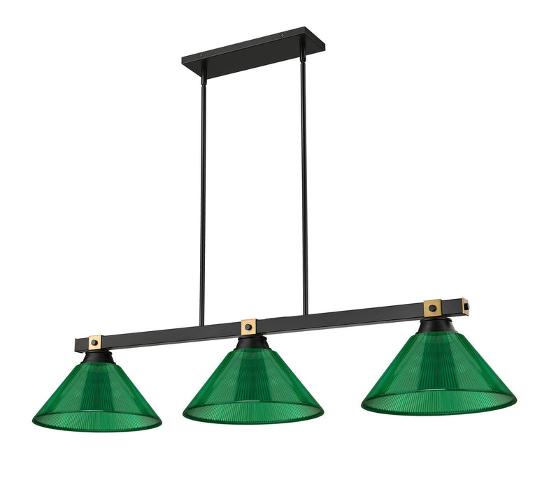 Z-Lite 1955-3MB-RB-ARG Three Light Billiard, Matte Black + Rubbed Brass