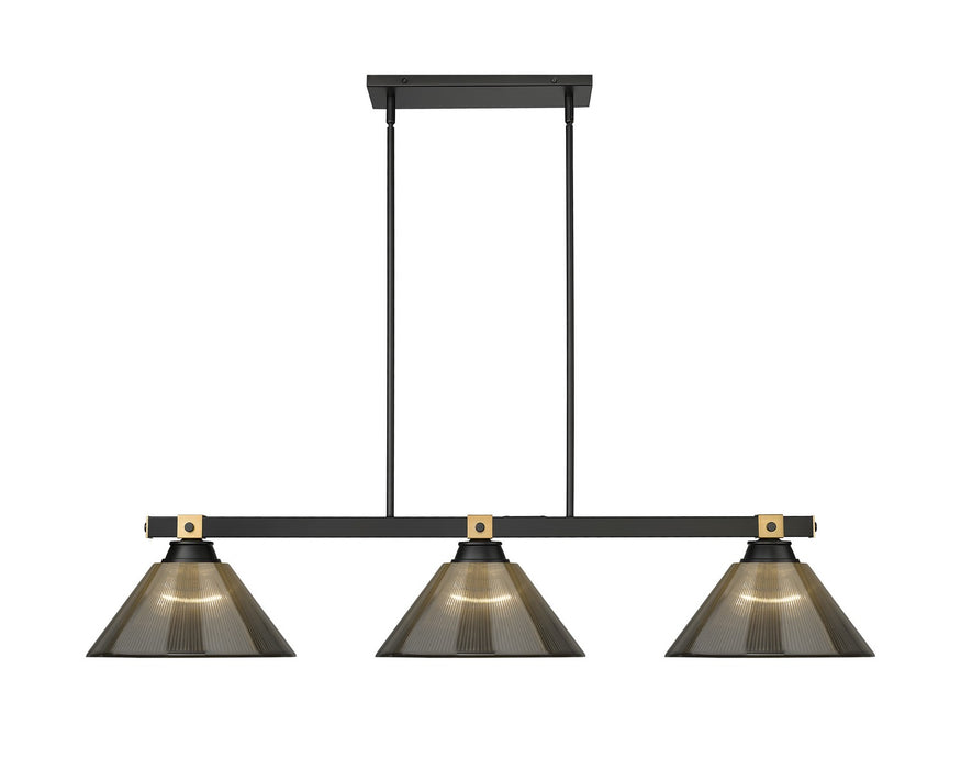 Z-Lite 1955-3MB-RB-ARS Three Light Billiard, Matte Black + Rubbed Brass