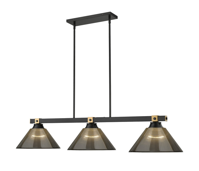 Z-Lite 1955-3MB-RB-ARS Three Light Billiard, Matte Black + Rubbed Brass
