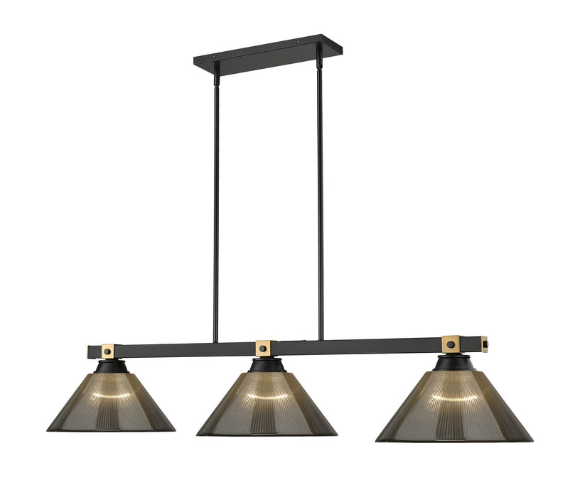Z-Lite 1955-3MB-RB-ARS Three Light Billiard, Matte Black + Rubbed Brass