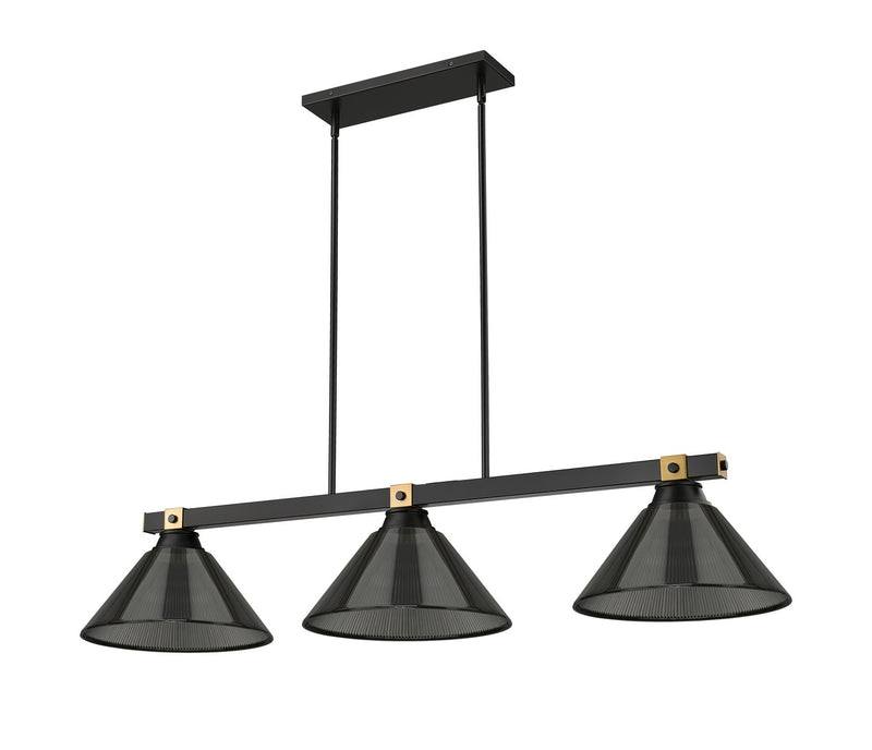 Z-Lite 1955-3MB-RB-ARS Three Light Billiard, Matte Black + Rubbed Brass
