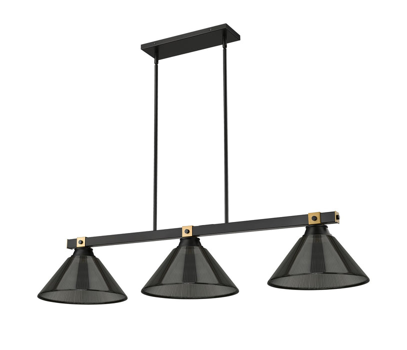 Z-Lite 1955-3MB-RB-ARS Three Light Billiard, Matte Black + Rubbed Brass