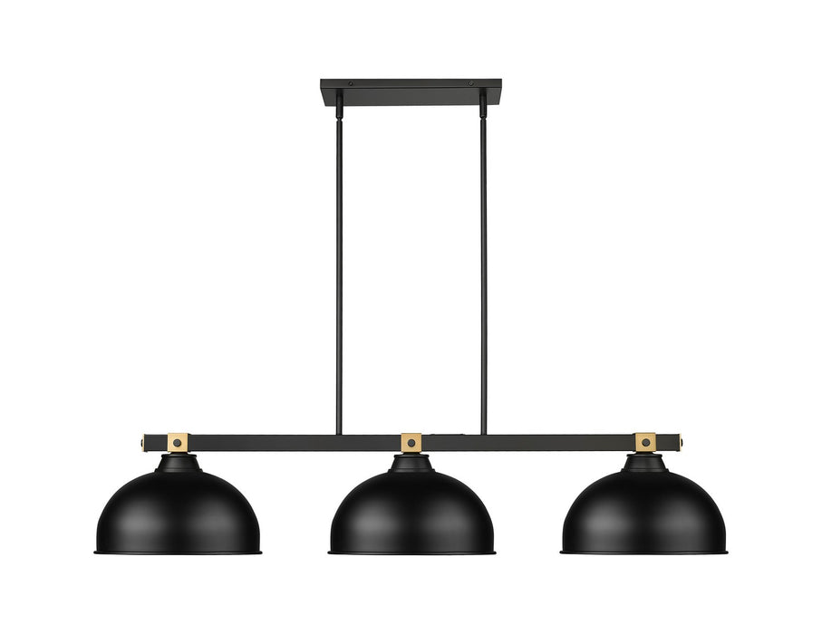Z-Lite 1955-3MB-RB-D13MB Three Light Billiard, Matte Black + Rubbed Brass