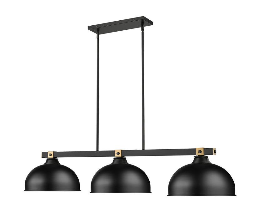 Z-Lite 1955-3MB-RB-D13MB Three Light Billiard, Matte Black + Rubbed Brass