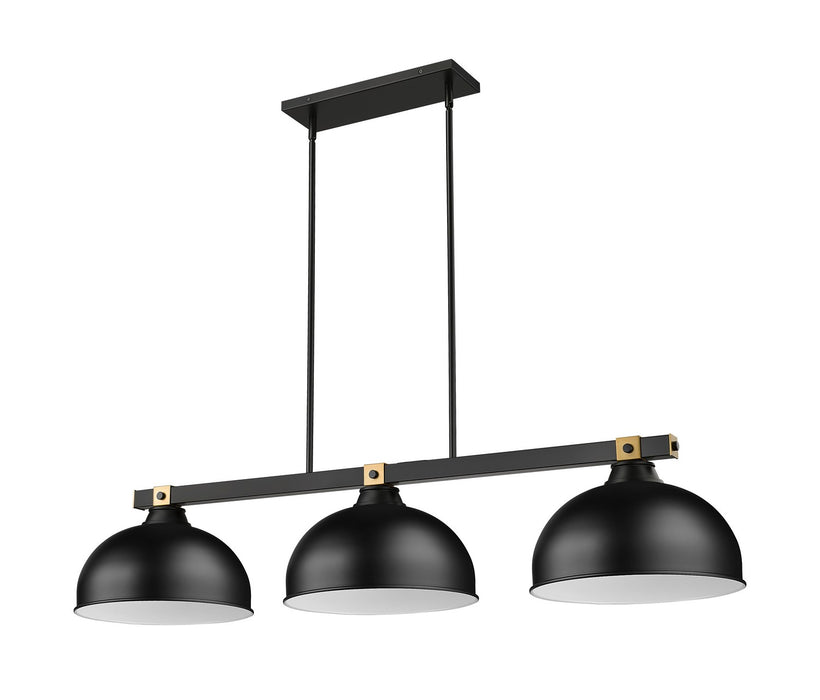 Z-Lite 1955-3MB-RB-D13MB Three Light Billiard, Matte Black + Rubbed Brass
