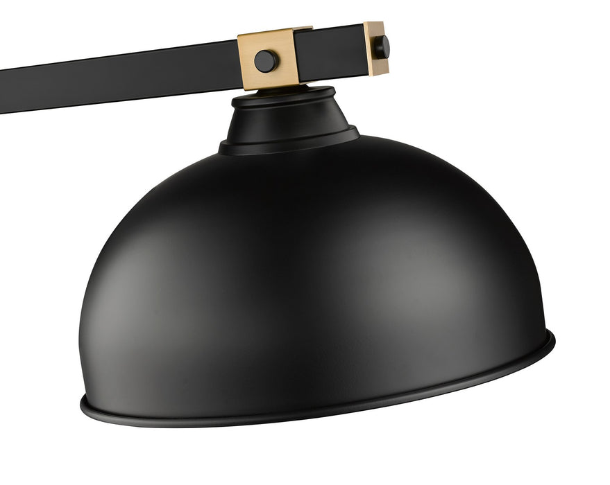 Z-Lite 1955-3MB-RB-D13MB Three Light Billiard, Matte Black + Rubbed Brass